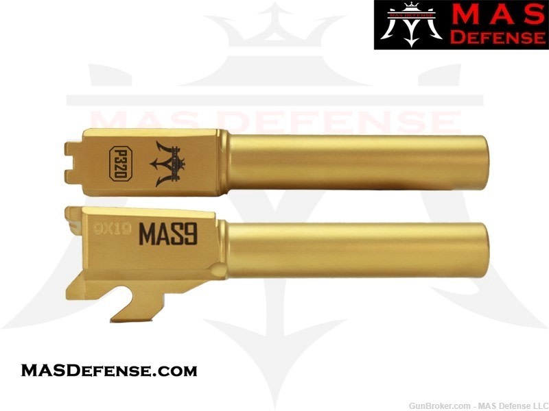 MAS DEFENSE 9MM 416R STAINLESS SIG P320 COMPACT / CARRY BARREL - MATTE GOLD-img-0
