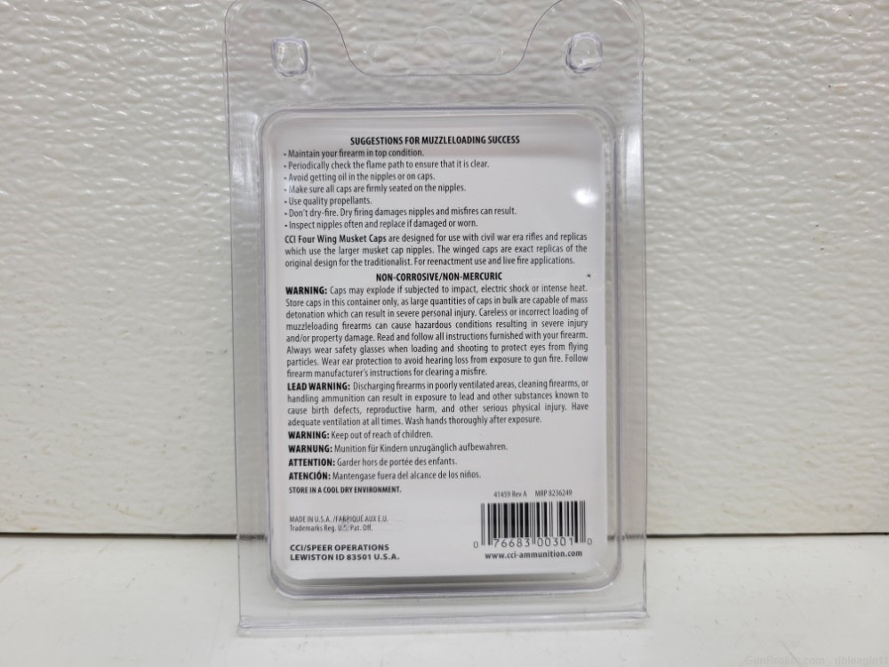 CCI Four Wing Musket Caps for REENACTMENT USE 4pk - 400ct - NEW!-img-2