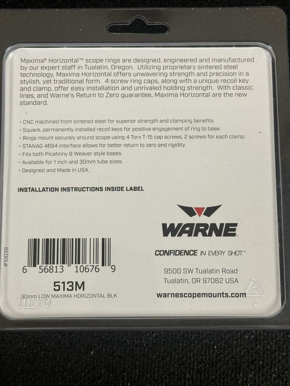 WARNE 513M Maxima Horizontal 30mm, PA, Low Matte Scope Rings - Black-img-5