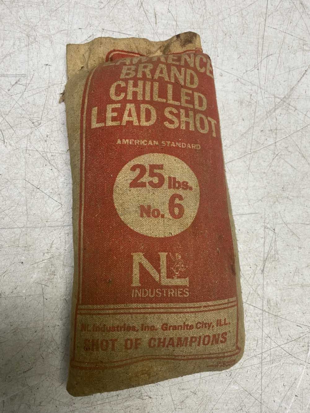25# Bag Lawrence Brand Chilled Lead Shot No.6 Unopened Vintage NL NOS -img-0
