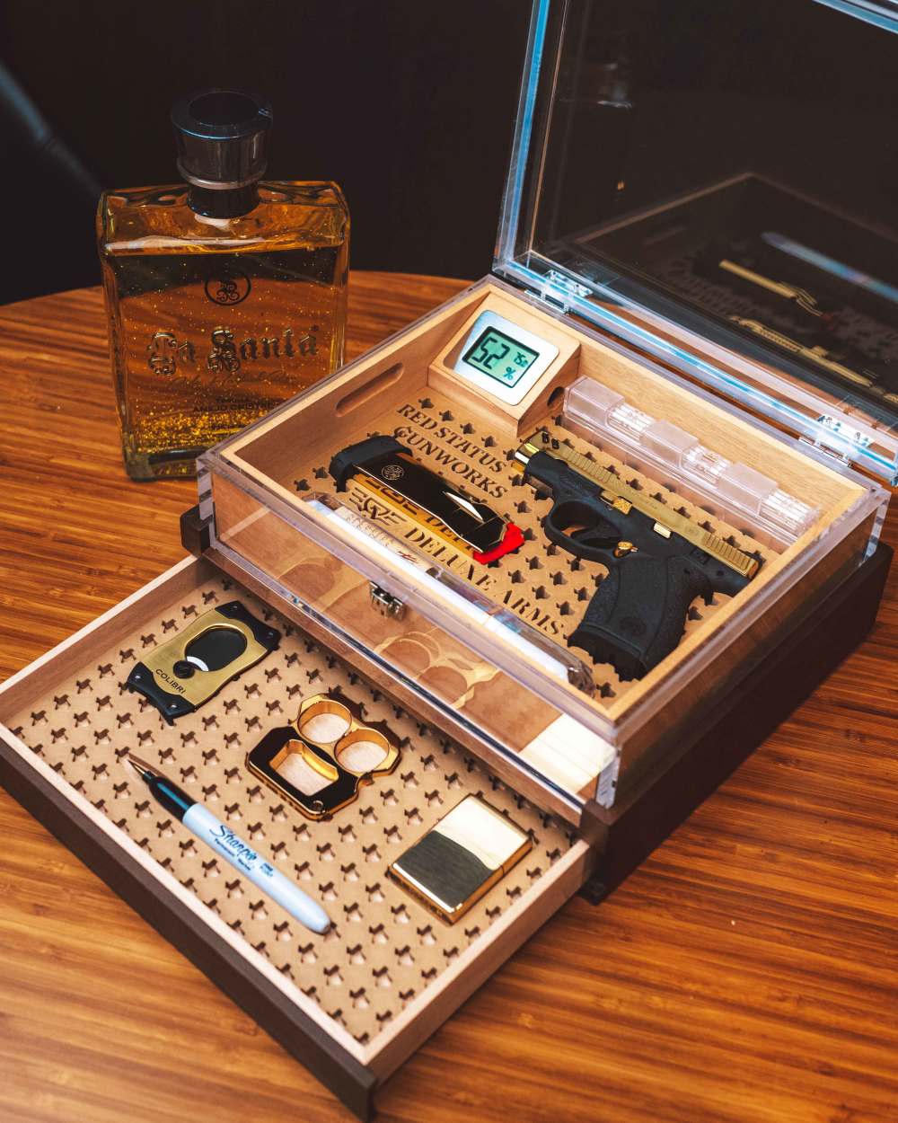 NEW Limited Edition S&W Bodyguard 2.0 24k Gold Plated Executive Humidor Set-img-3