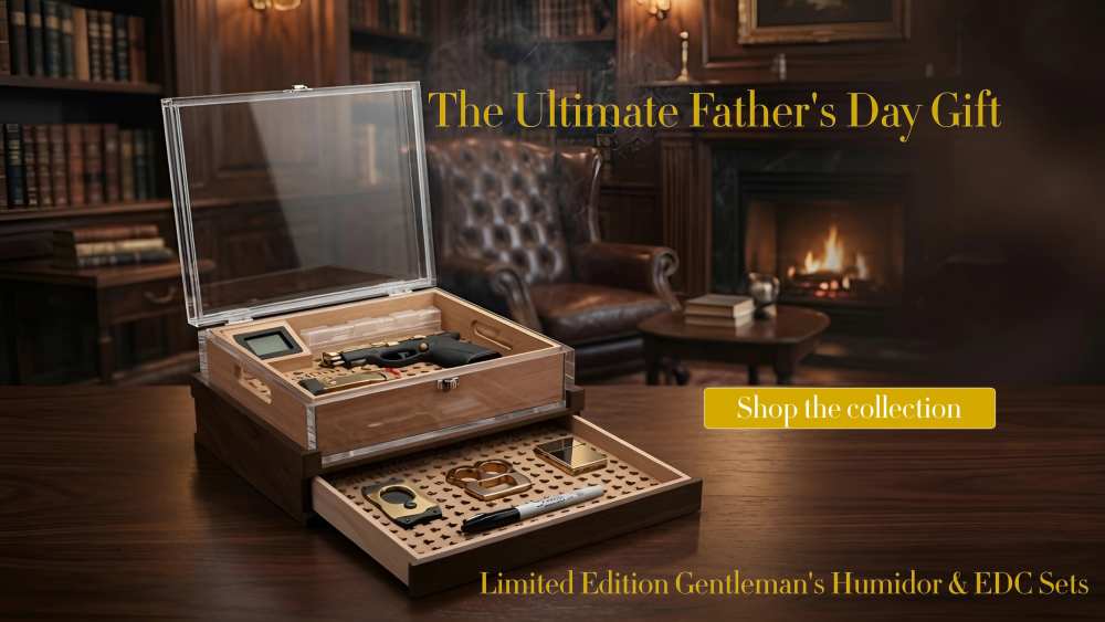 NEW Limited Edition S&W Bodyguard 2.0 24k Gold Plated Executive Humidor Set-img-1