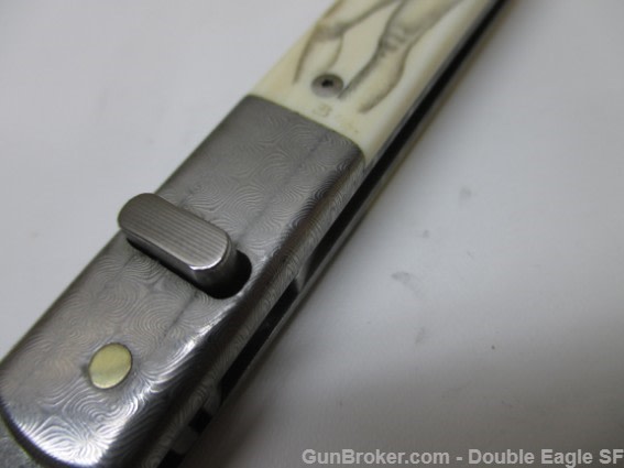 RADOS Custom Damascus STILETTO, Engnath Pinup Girl Scrimshaw  -img-31