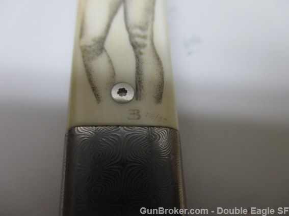 RADOS Custom Damascus STILETTO, Engnath Pinup Girl Scrimshaw  -img-5