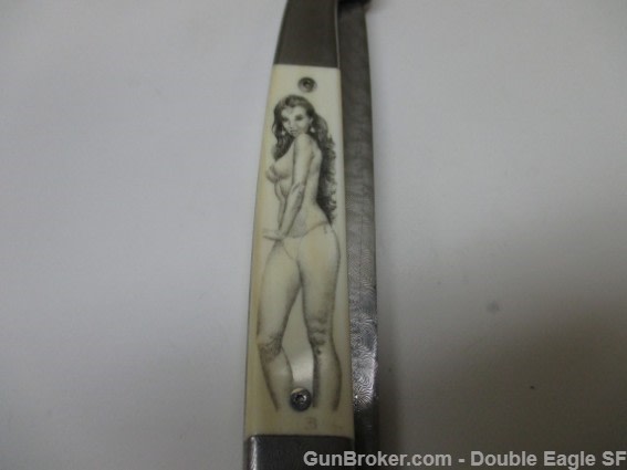 RADOS Custom Damascus STILETTO, Engnath Pinup Girl Scrimshaw  -img-37