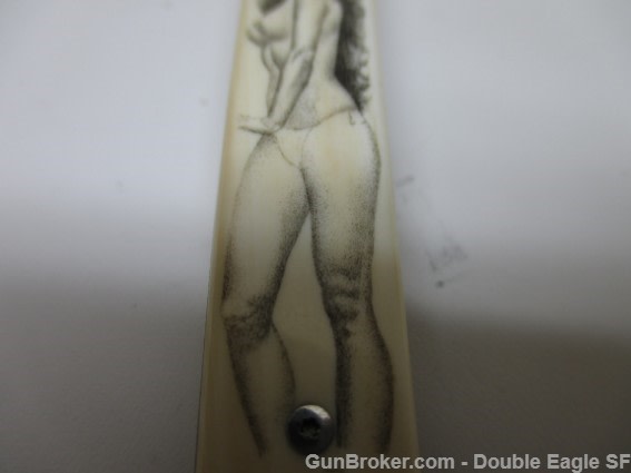 RADOS Custom Damascus STILETTO, Engnath Pinup Girl Scrimshaw  -img-4