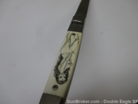 RADOS Custom Damascus STILETTO, Engnath Pinup Girl Scrimshaw  -img-38