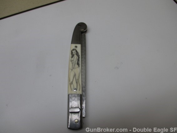 RADOS Custom Damascus STILETTO, Engnath Pinup Girl Scrimshaw  -img-32