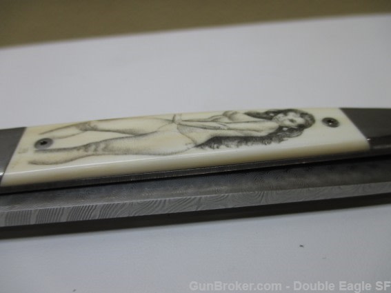 RADOS Custom Damascus STILETTO, Engnath Pinup Girl Scrimshaw  -img-36