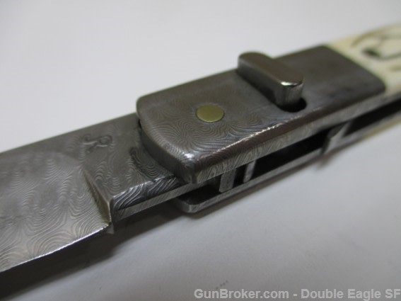 RADOS Custom Damascus STILETTO, Engnath Pinup Girl Scrimshaw  -img-43