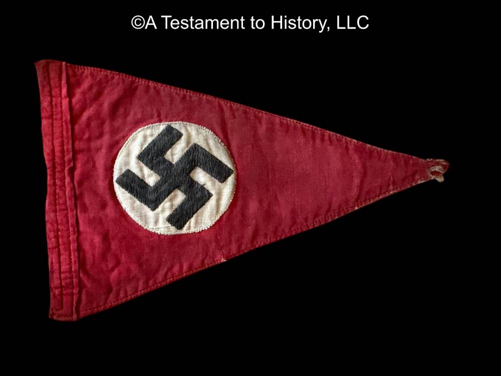 WWII GERMAN- NSDAP N*ZI PARTY PENNANT- ORIGINAL WW2 -img-5
