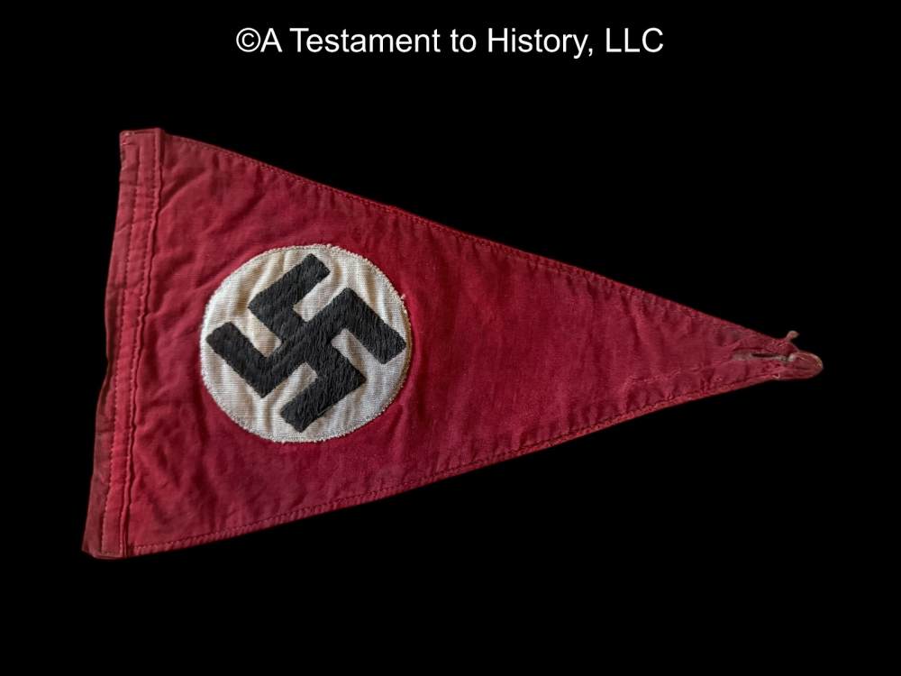WWII GERMAN- NSDAP N*ZI PARTY PENNANT- ORIGINAL WW2 -img-0