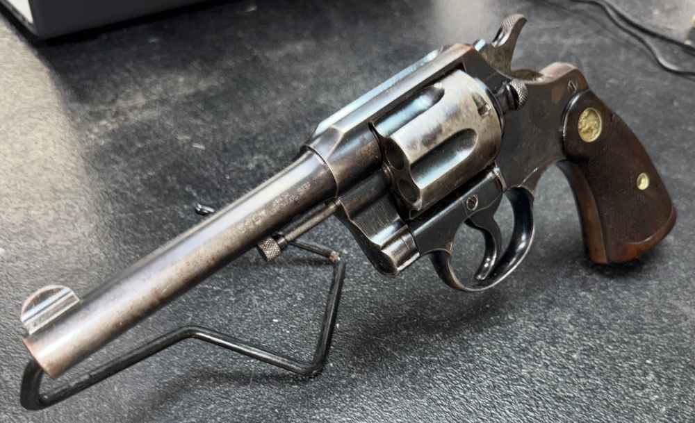Colt Army Special .38 Special Revolver 5" Barrel Blued Walnut Grips 1920-img-0