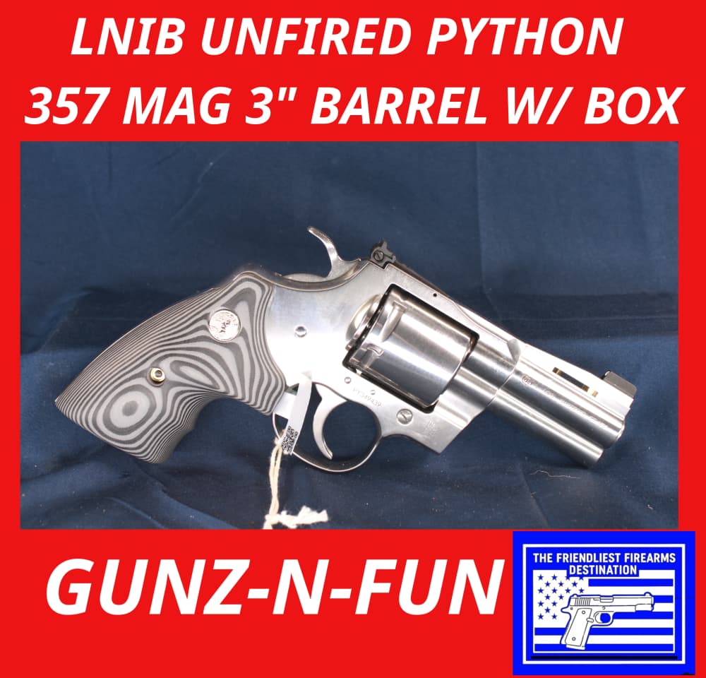 (38447)LNIB looks to be UNFIRED Colt Python 357 MAG 3" barrel -img-0