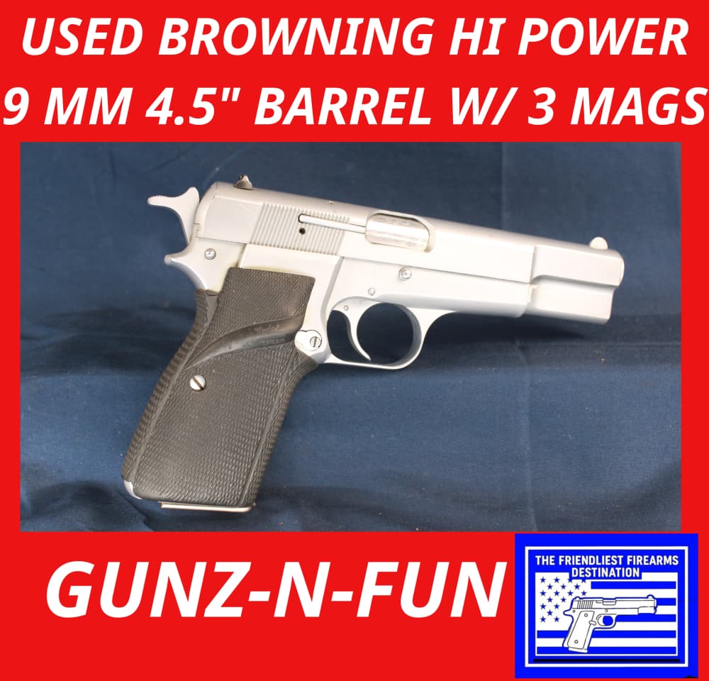 (42763)USED 1976 Browning Hi-Power 9 MM 4.5" barrel W/ (3) Magazines -img-0