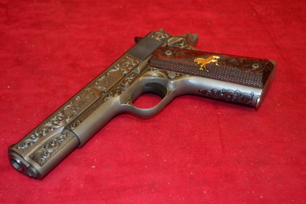 Colt 1911 Government 45ACP 5"Barrel "AAA Grade Scroll Engraving".-img-4