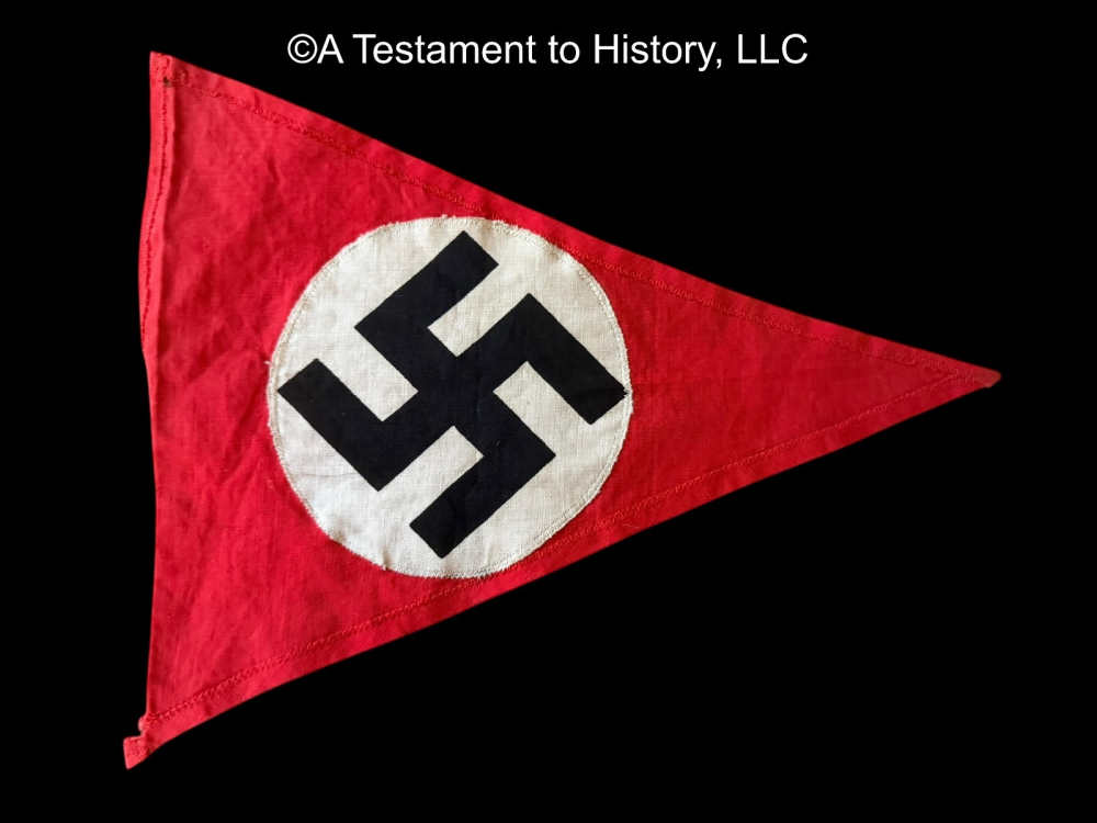WWII GERMAN- NSDAP N*ZI PARTY PENNANT FLAG- WW2 ORIGINAL -img-0