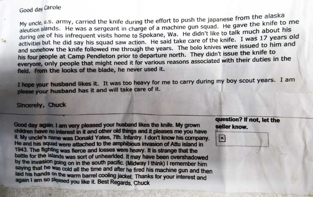 US Model 1917 Knife, U S army issue to Donald Yates in 1943, Attu Island.-img-4