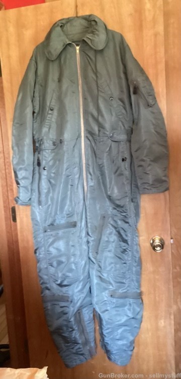 USAF Flight Suit Coverall Flying Mens  1/P Green , LARGE, Long ,Korean War.-img-0