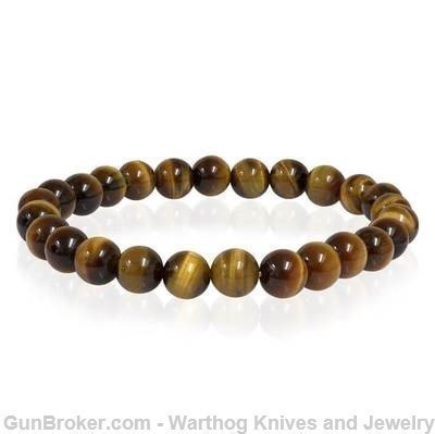 ITALGEM STEEL Men's Yellow Tiger Eye Stretch Bead Bracelet.8.2"BB6M*REDUCED-img-2