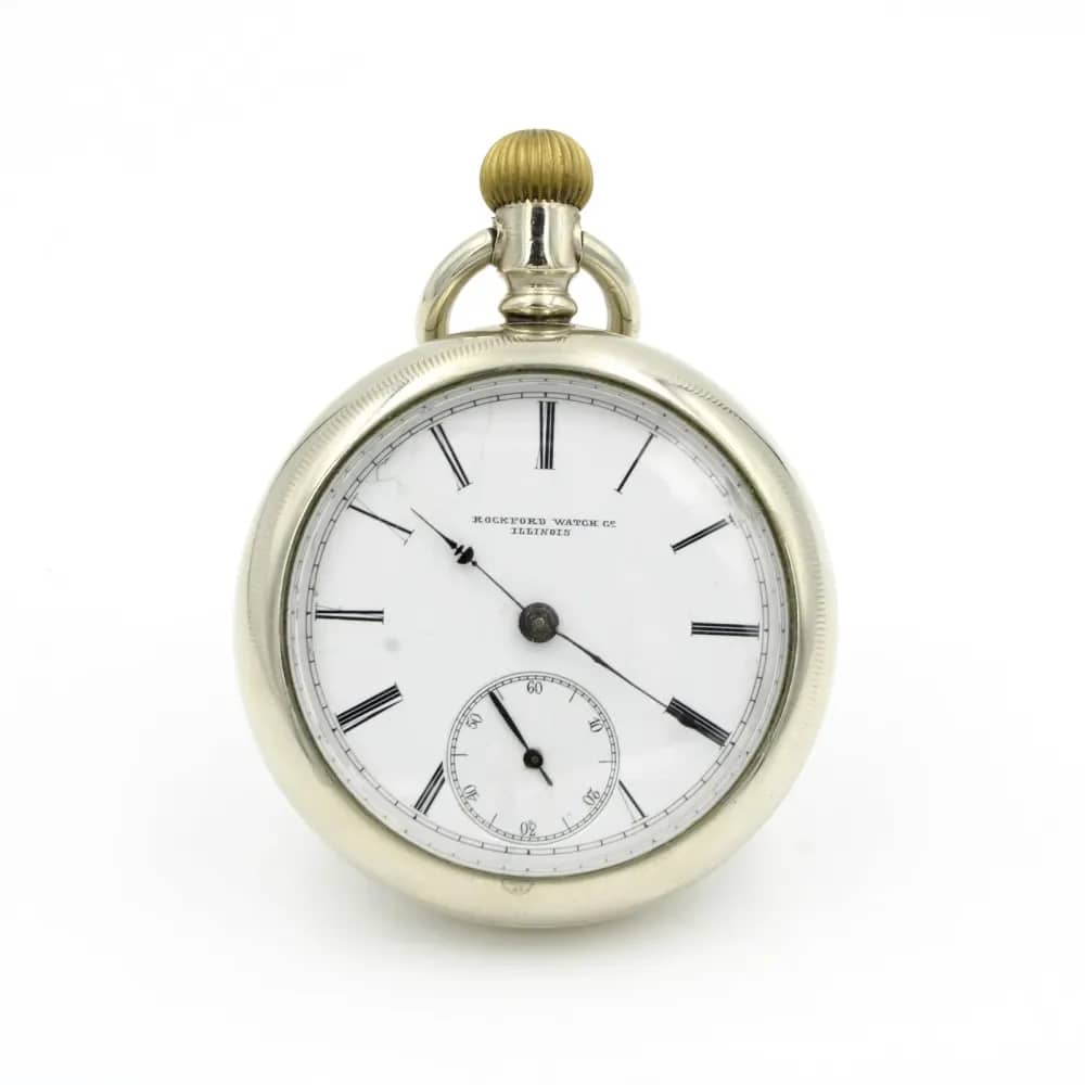1883 ROCKFORD WATCH CO. POCKET WATCH NRA ON THE BACK S18, 15J, RUNNING-img-0