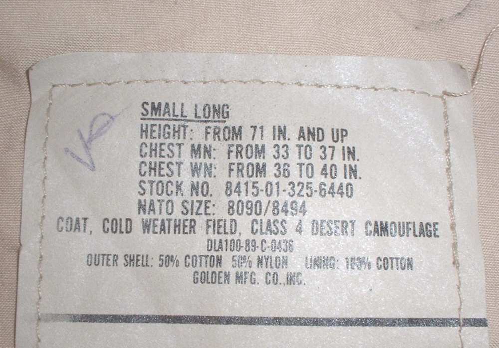 US Army M-65 field jacket small long, DCU desert camo, Golden 1989 NICE!-img-3