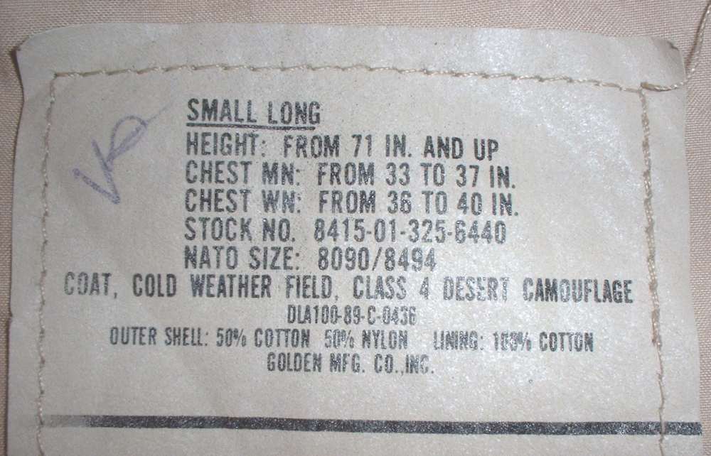 US Army M-65 field jacket small long, DCU desert camo, Golden 1989 NICE!-img-4