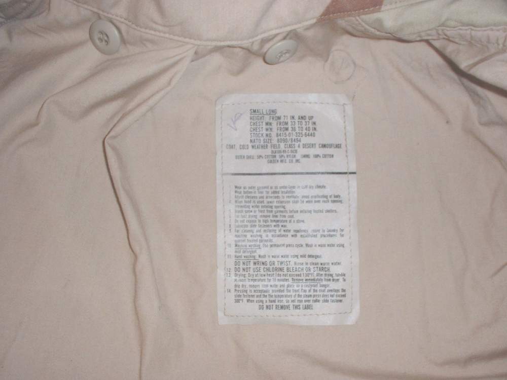 US Army M-65 field jacket small long, DCU desert camo, Golden 1989 NICE!-img-2