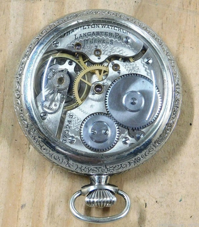 ANTIQUE 1904 HAMILTON 16S SALESMAN SAMPLE DISPLAY POCKET WATCH, RUNS GREAT-img-1