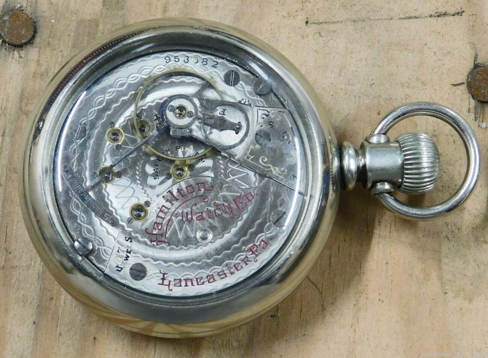 ANTIQUE 1912 HAMILTON 18S SALESMAN SAMPLE DISPLAY POCKET WATCH, RUNS GREAT-img-0