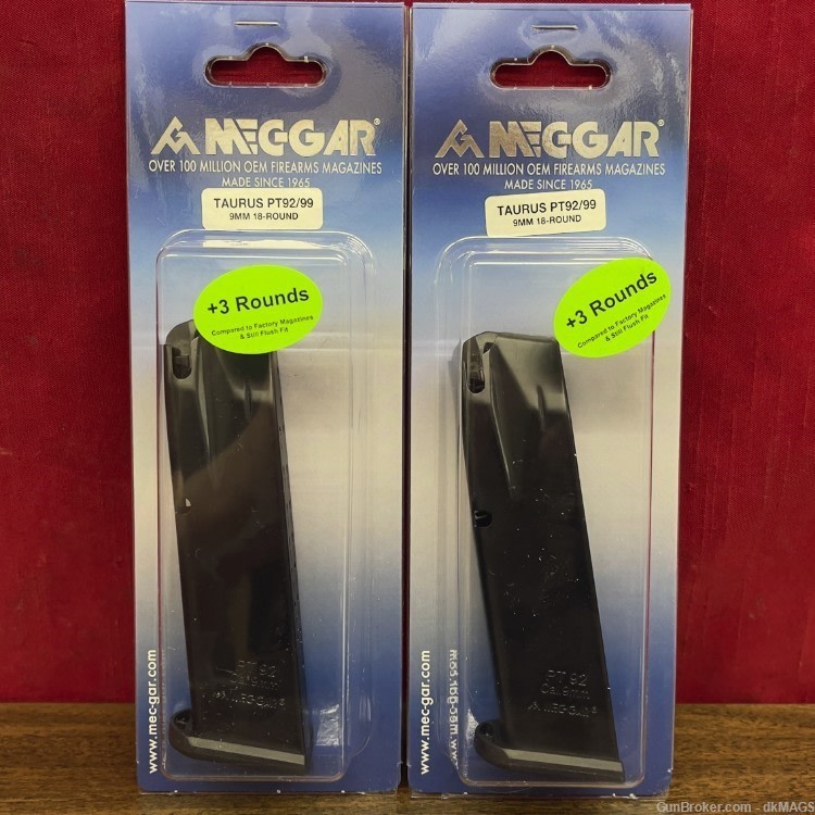 2 MecGar Taurus PT92 PT99 9mm 18rd 18 Round Pistol Magazines Mags Clips-img-0