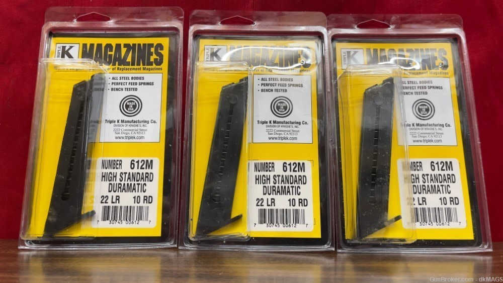 3 Triple K 612M High Standard Duramatic .22 LR 10 RD Magazines Mags Clips-img-0