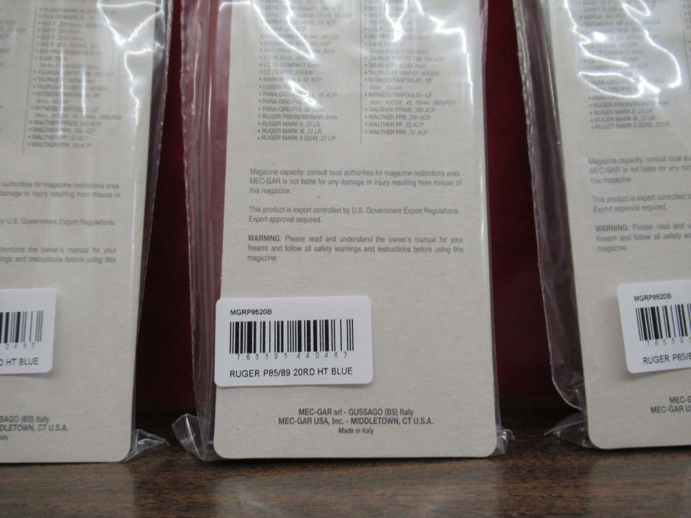 3 Mec-Gar Ruger P85 P89 9mm 9x19 20 Round Blued Steel Magazines Mags Clips-img-3