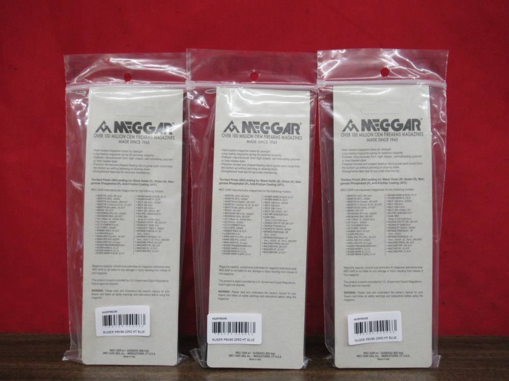 3 Mec-Gar Ruger P85 P89 9mm 9x19 20 Round Blued Steel Magazines Mags Clips-img-2