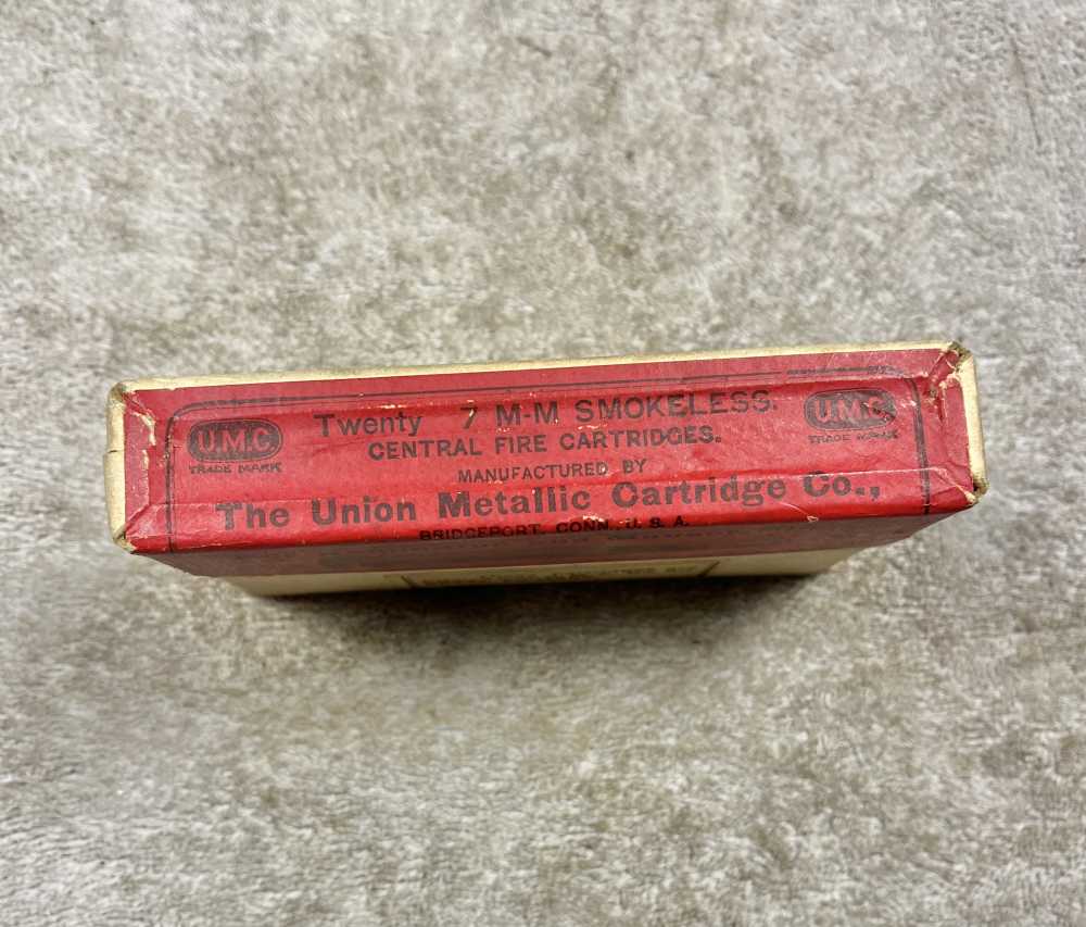 Vintage Box 7mm Mauser Union Metallic Cartridge Co. Full Box -img-2