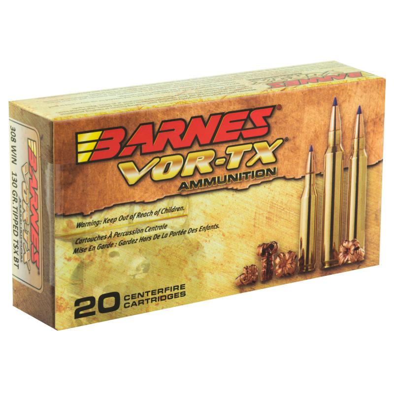 Barnes VOR-TX 308 Winchester 130 Grain Lead-Free Tipped Triple Shock X Boat-img-1