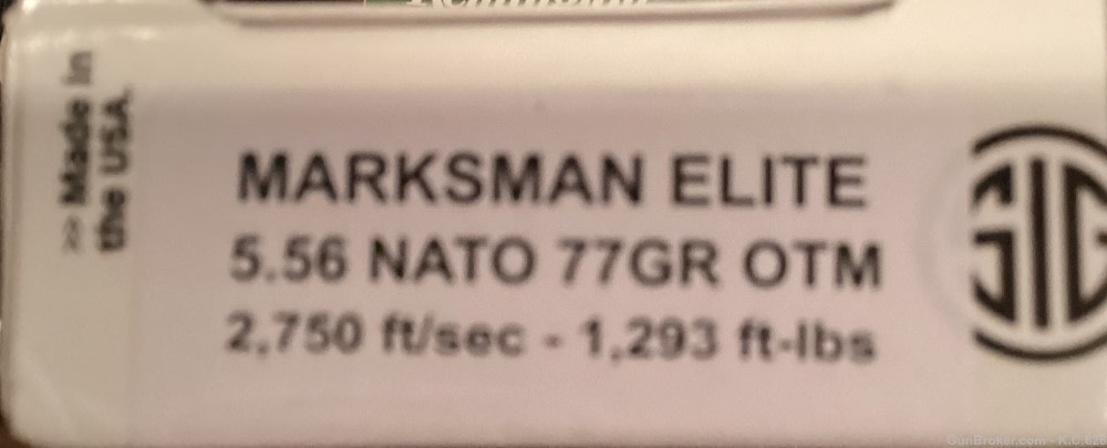 556 Nato/223rem Sig Sauer Elite 77 gr OTM 20 round Free Shipping -img-0