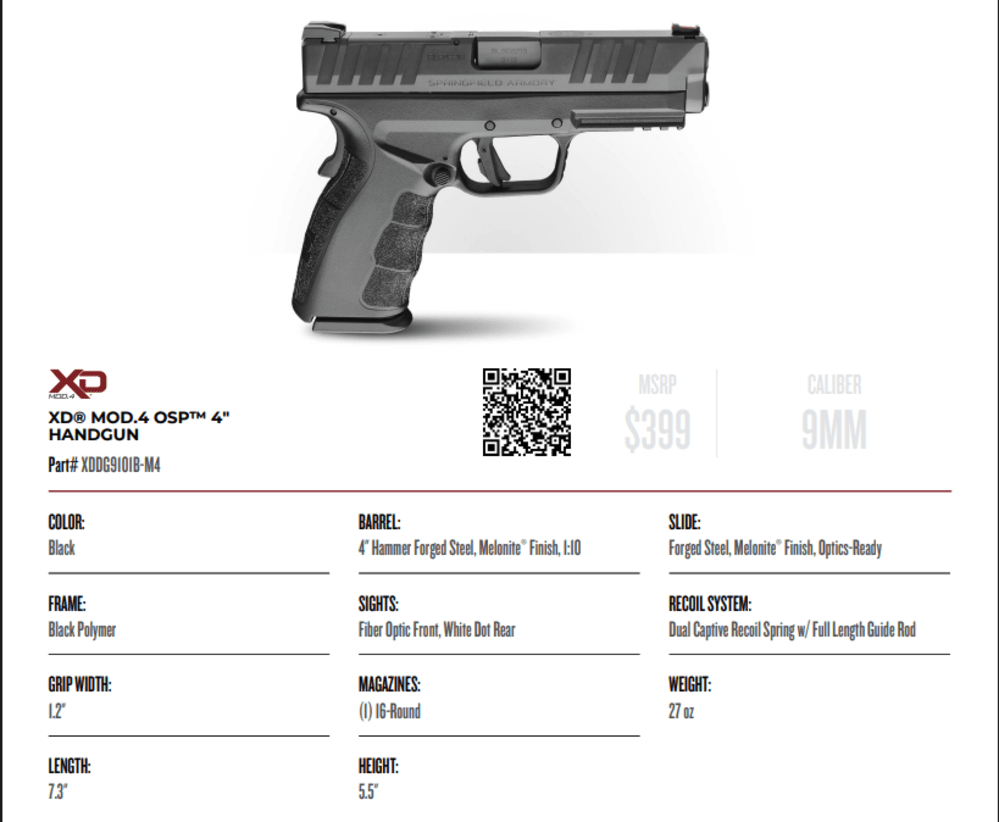 Springfield Armory XD MOD4 9mm 16rd XDDG9101B-M4 -img-2