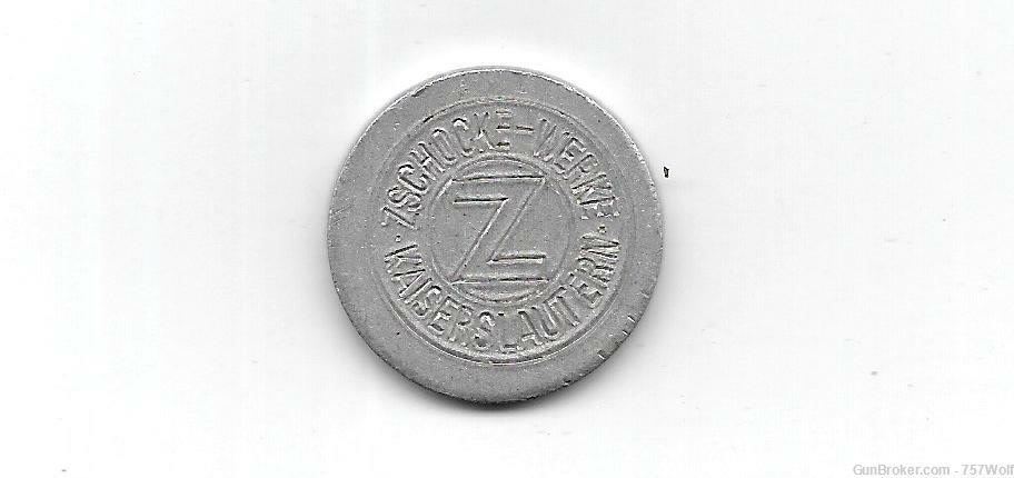 Original WWII Germany Zschocke-Werke Kaiserslautern Aluminum Canteen Token -img-1