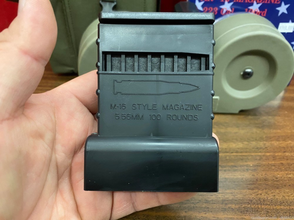 ODG OD Green RWB AR-15 M4 M16 .223 / 5.56 100 RD Drum Magazine Mag Clip-img-8