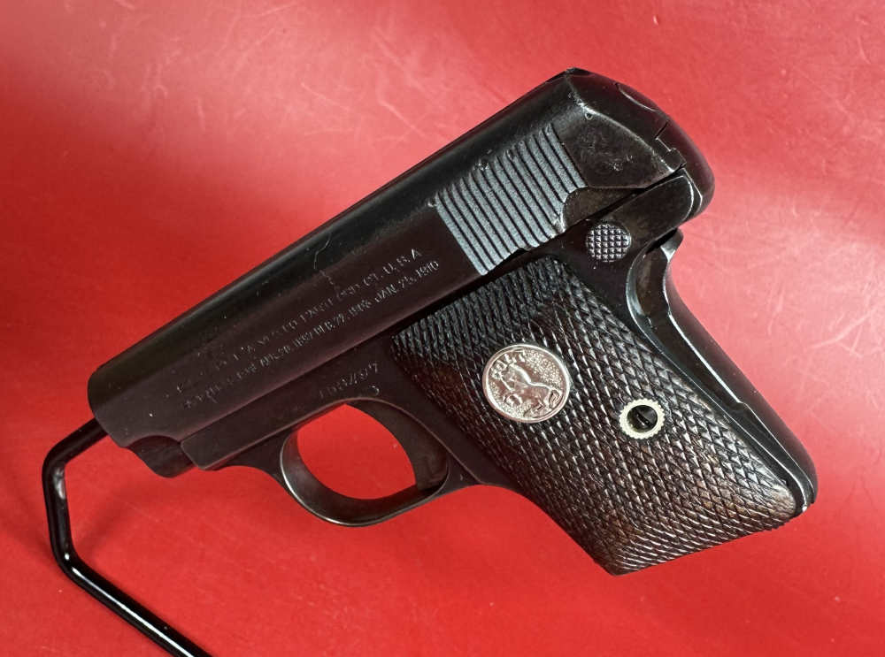 1917 Colt M1908 Vest Pocket Hammerless .25 ACP. Walnut. Excellent Condition-img-1