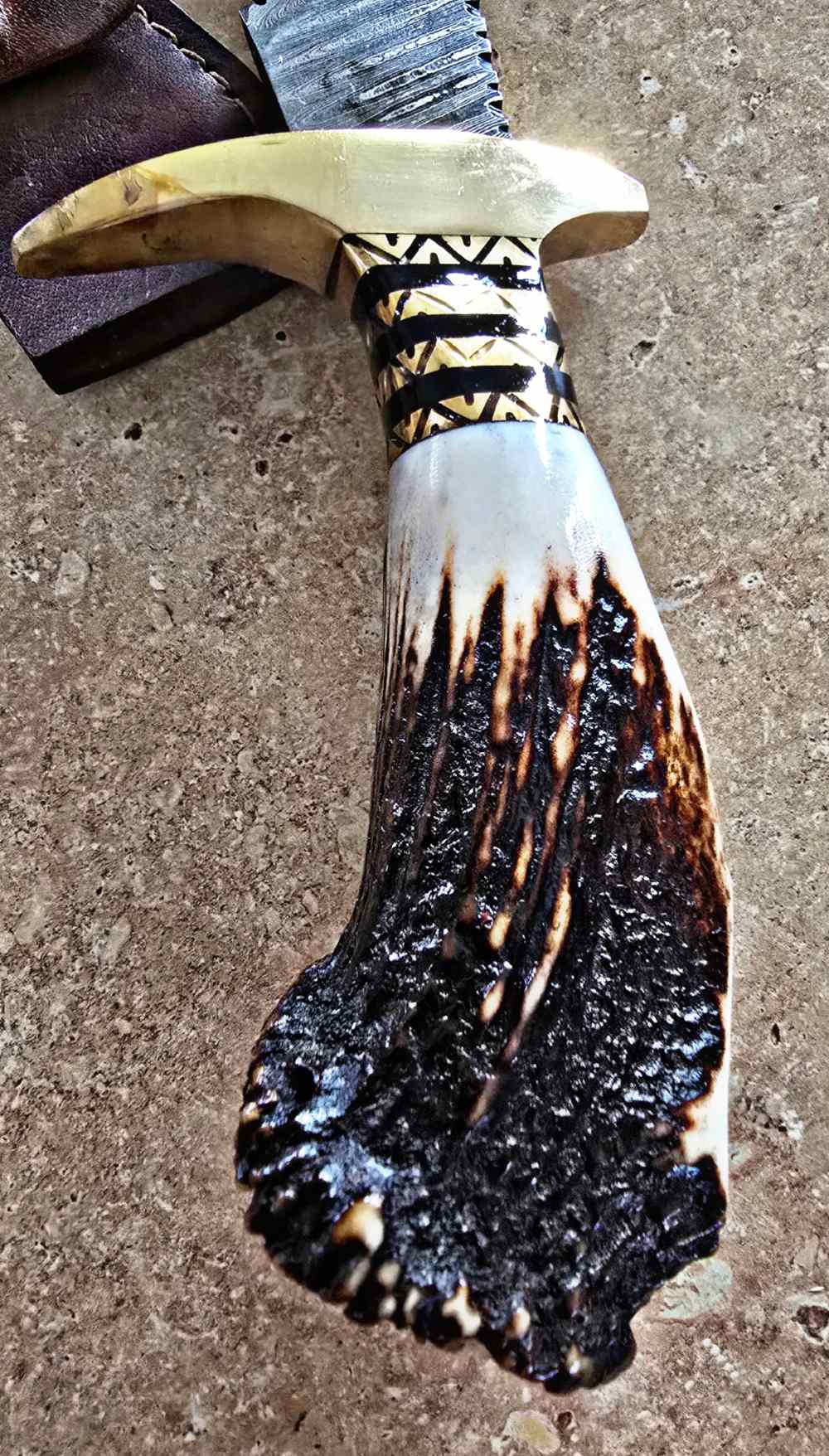 Damascus hand-made hand-forged CROWN STAG KUKRI -img-2