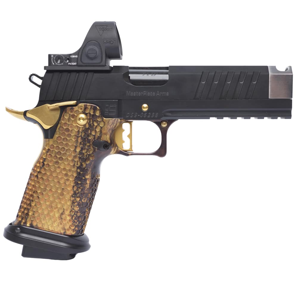 Masterpiece Arms DS9-TC Hybrid - 4.6" Comped Bbl (9mm) - SRO - Black/Gold-img-1