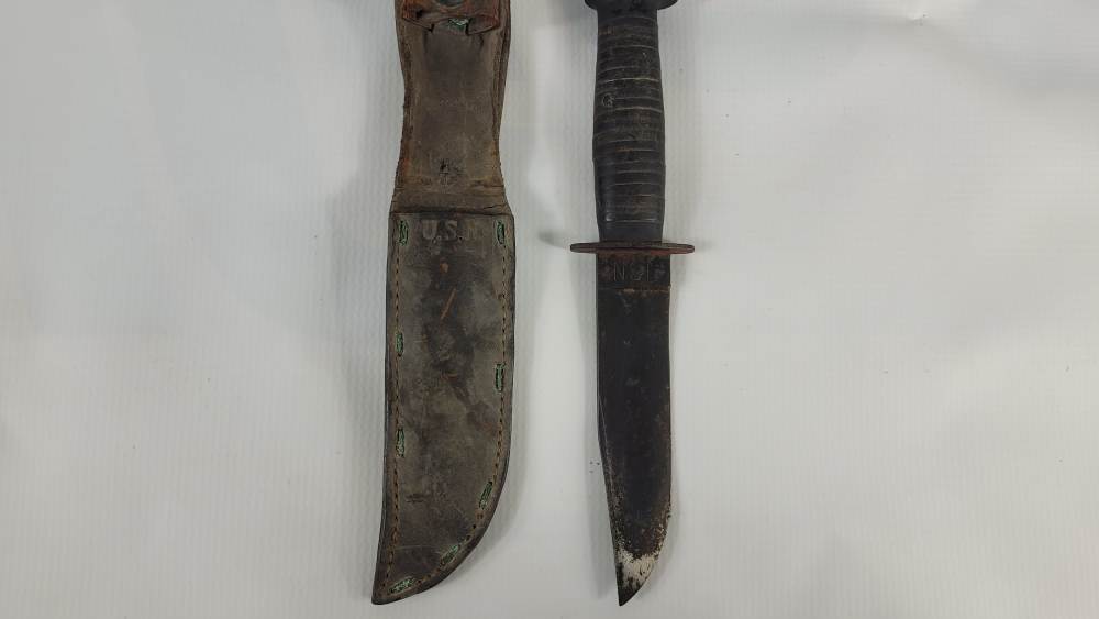 US Navy Boker & Co Knife, WWII Era w Sheath-img-3