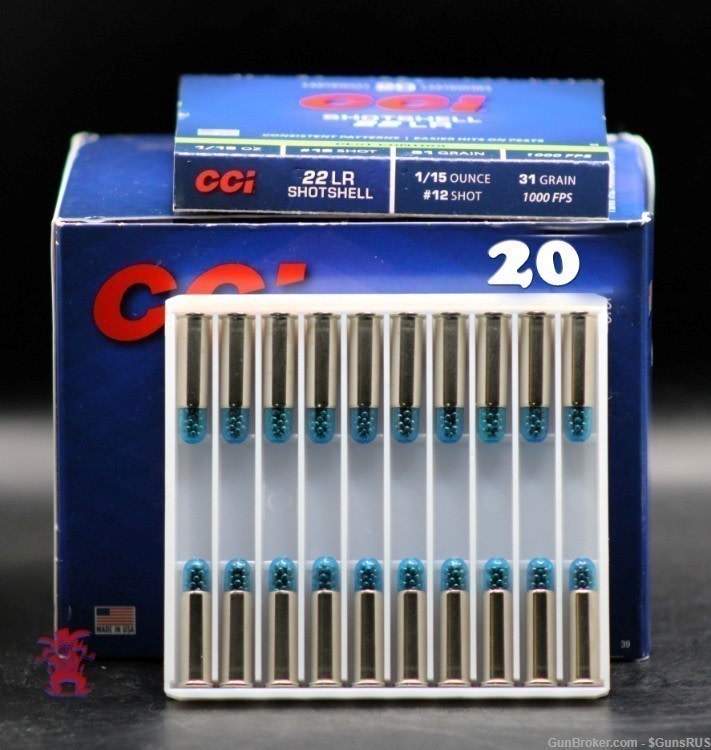 CCI 22 LR Shell 32 Grain #12 Shot 22lr Shotshell Rat Shot 20 RD Pk-img-0