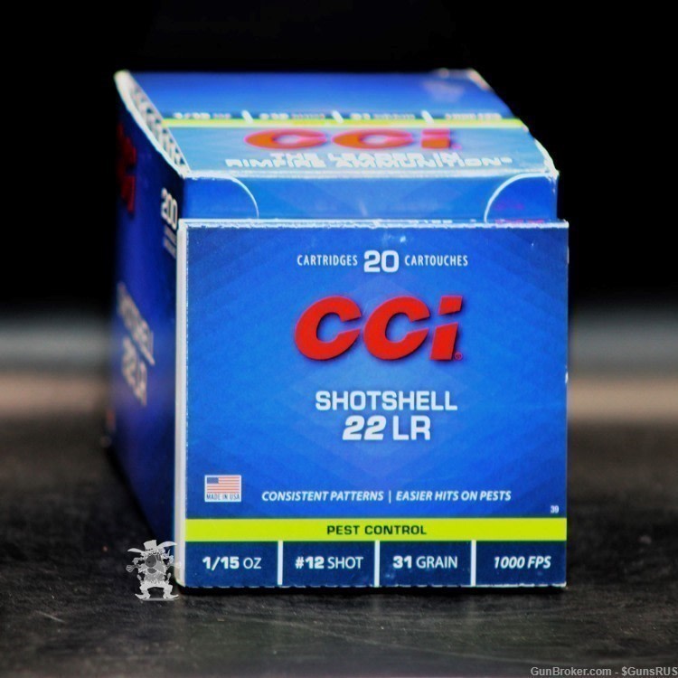 CCI 22 LR Shell 32 Grain #12 Shot 22lr Shotshell Rat Shot 20 RD Pk-img-1