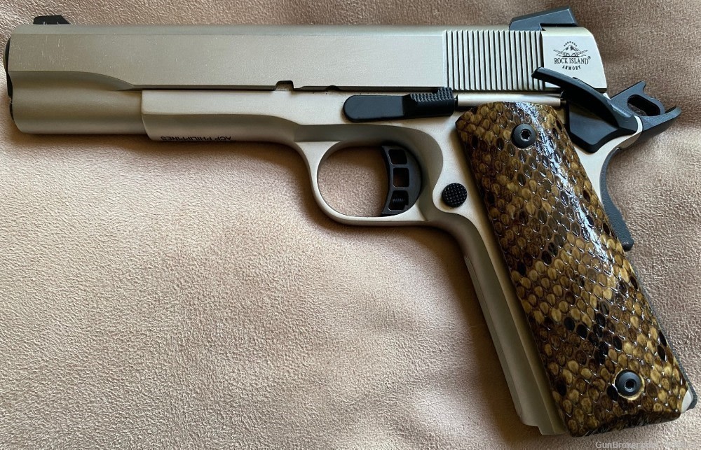 Genuine Cottonmouth snakeskin Grips for Full Size 1911 GRIPS ONLY-img-1