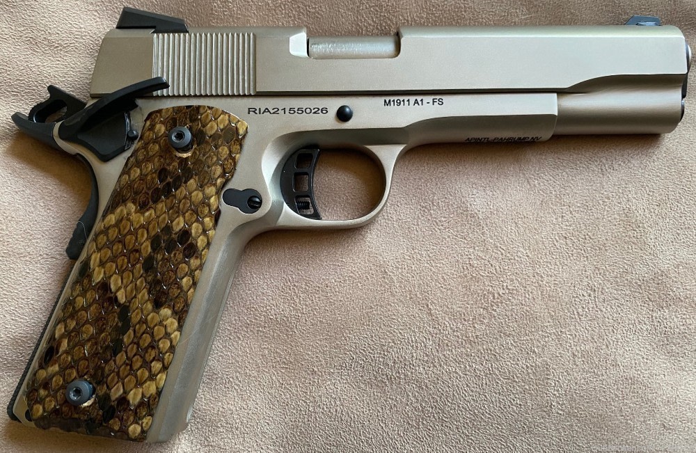 Genuine Cottonmouth snakeskin Grips for Full Size 1911 GRIPS ONLY-img-0