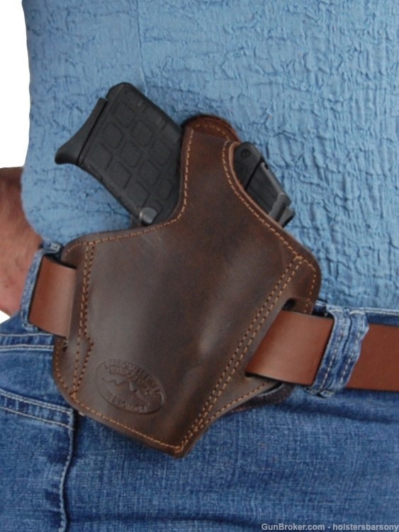 Barsony Brown Leather Pancake Holster Bersa Thunder, Cobra Patriot right-img-2