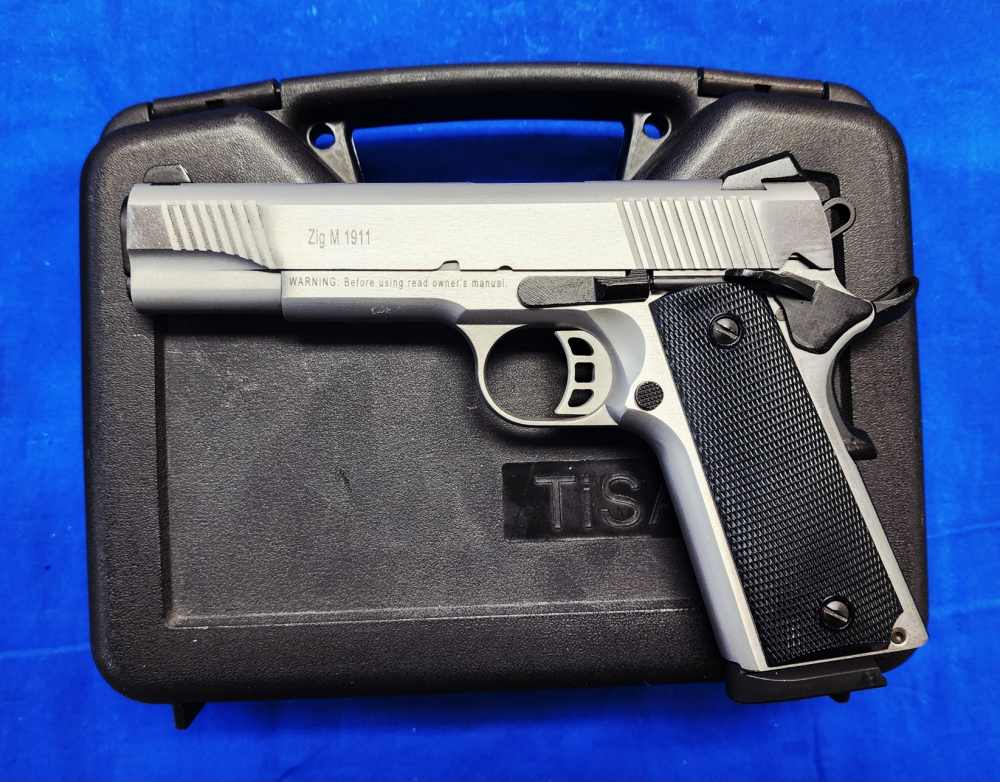 MINT IN BOX TISAS ZIG M1911 .45 ACP 5" STAINLESS SKELETONIZED-img-1
